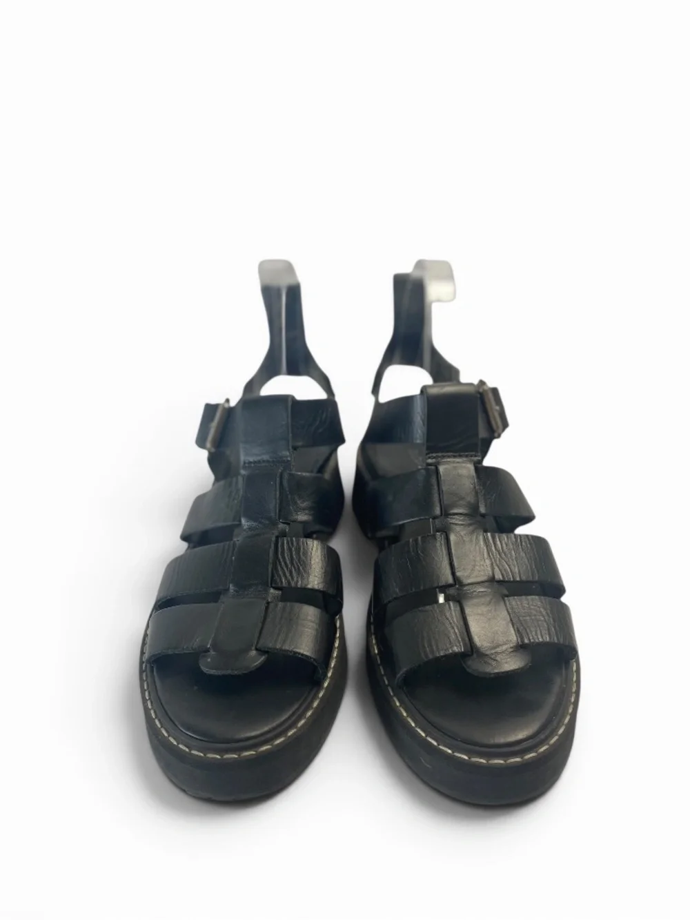 & Other Stories Chunky Leather Gladiator Sandals in Black Size 37